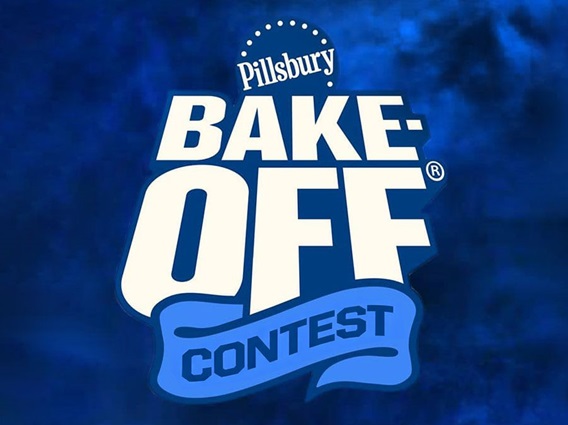 The current Pillsbury Bake-Off Contest logo, rendered in white and dark blue text. The stylized logo is set against a textured, deep blue background, giving it a dramatic and modern feel.
